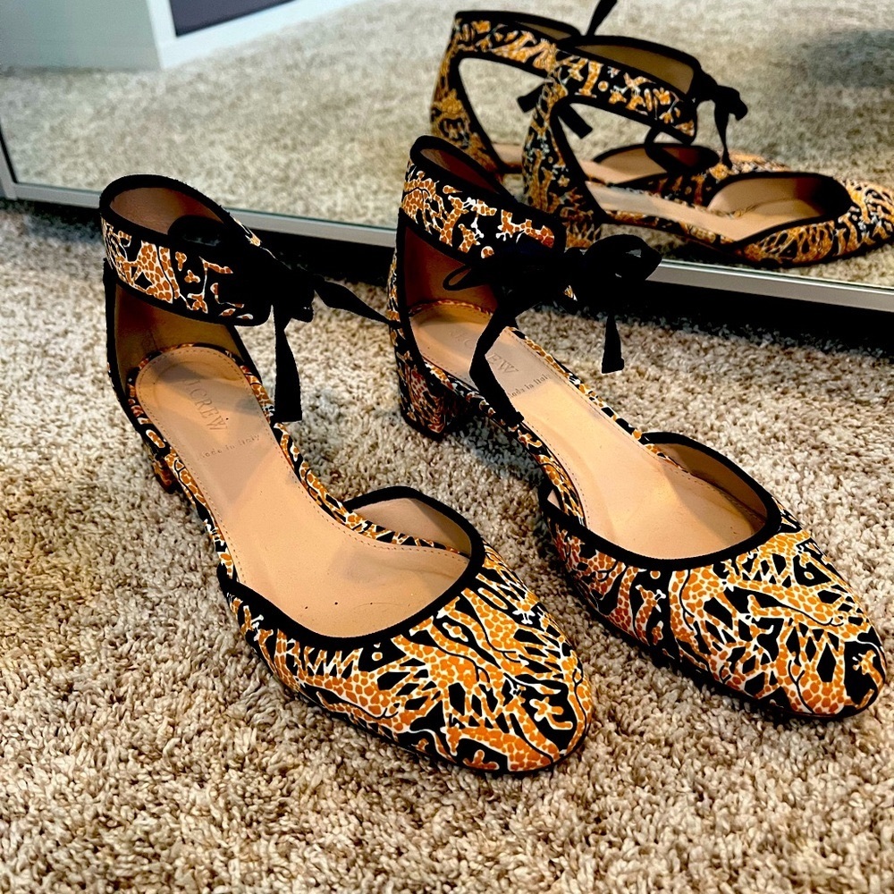 Really cute j crew giraffe block heels size 10